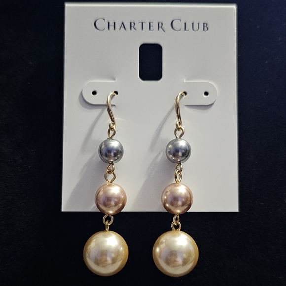 NWT Charter Club pearl drop earrings - Picture 1 of 3